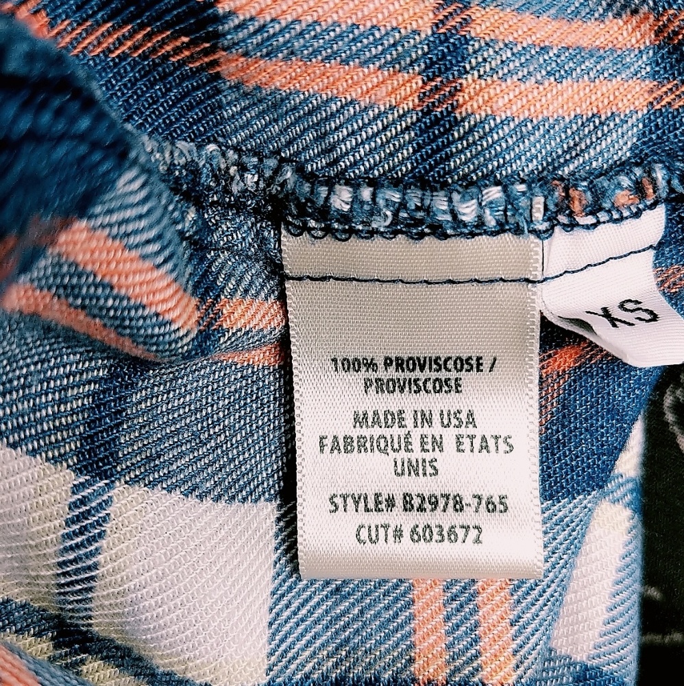 Bella Dahl button down plaid hi low Indigo top - Picture 8 of 8
